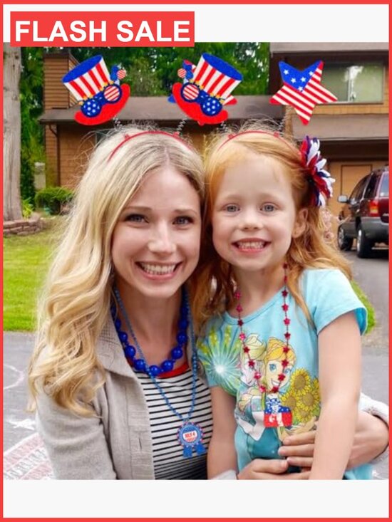 12-Pack Patriotic Headbands for July 4th Party Decorations